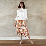 Lace is More: Lace Inset Peplum Top, Tiered Floral Skirt & Worthington Heeled Sandals