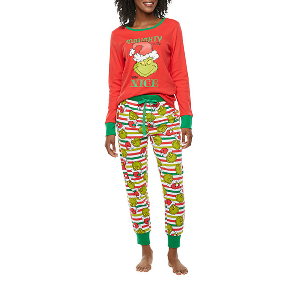 Dr. Seuss Grinch Family Matching Pajamas Womens Long Sleeve 2-pc. Pant Pajama Set