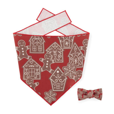 Paw & Tail Gingerbread Dog Bandana Bowtie Set