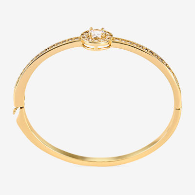 Sparkle Allure Halo 18K Gold Over Brass Round Bangle Bracelet