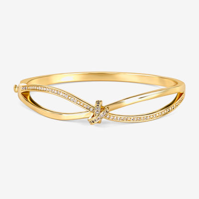 Sparkle Allure 18K Gold Over Brass Knot Bangle Bracelet