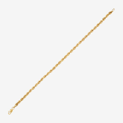 Womens 14K Gold 8 1/2 Inch Hollow Rope Chain Bracelet
