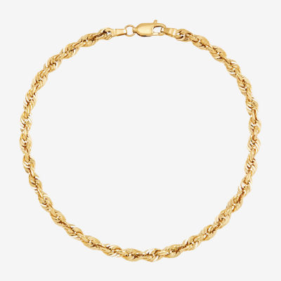 Womens 14K Gold 8 1/2 Inch Hollow Rope Chain Bracelet