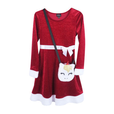 Lilt Little & Big Girls Long Sleeve Fitted Fit + Flare Dress