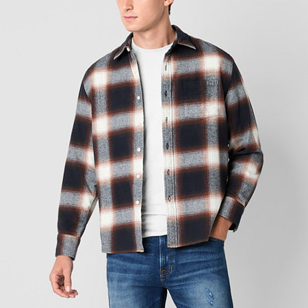 Arizona Big and Tall Mens Regular Fit Long Sleeve Flannel Shirt, 6x-large, Brown