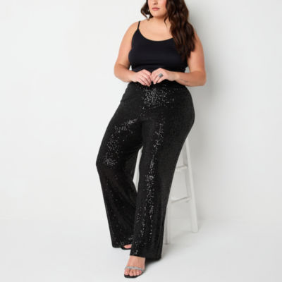 Premier Amour-Plus Sequin Womens Wide Leg Pull-On Pants