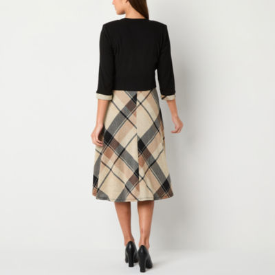 Studio 1 Womens Plaid Jacket Dress