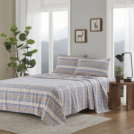 Woolrich Flannel Cotton Sheet Set, One Size, Blue