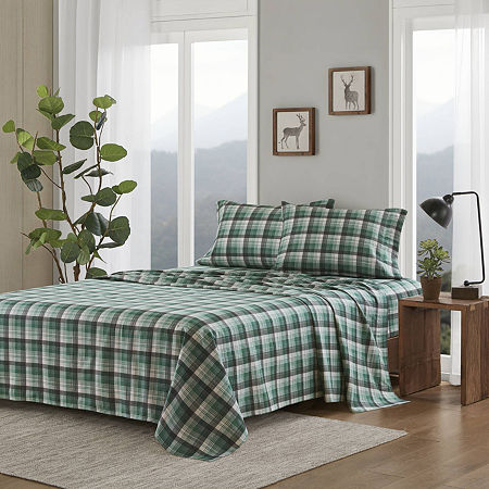 Woolrich Flannel Cotton Sheet Set, One Size, Green