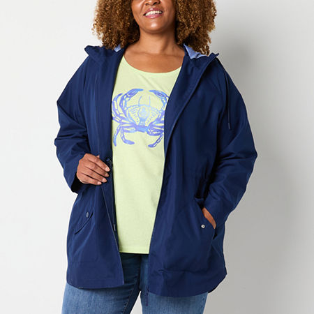 St. John's Bay Midweight Womens Plus Anorak, 3x, Blue