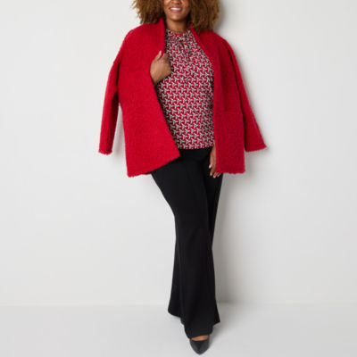 Liz Claiborne Womens Plus Split Tie Neck Sleeveless Blouse