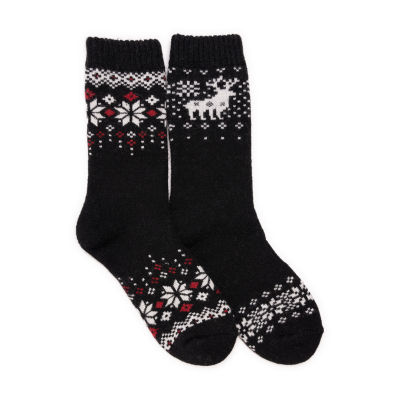 Muk Luks Wool 2 Pair Crew Socks Womens