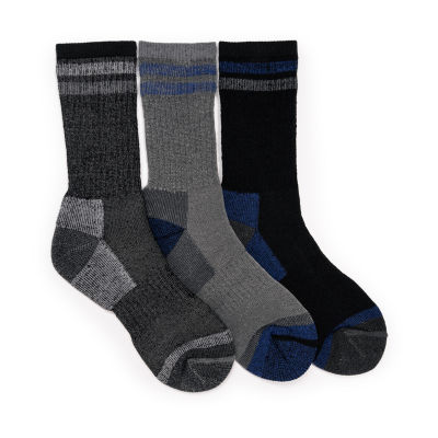 Muk Luks Hiking Heat Retainer 3 Pair Crew Socks Mens