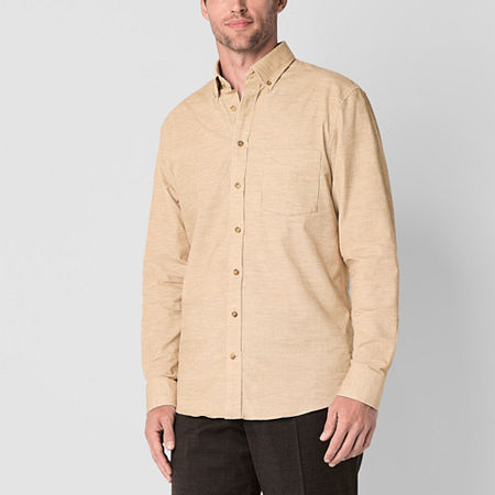 Stafford Mens Regular Fit Long Sleeve Corduroy Button-Down Shirt, X-large, Beige