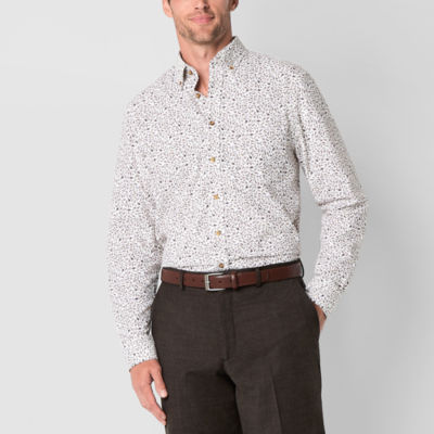 Stafford Mens Regular Fit Long Sleeve Floral Button-Down Shirt