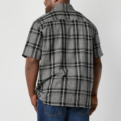 mutual weave Camp Big and Tall Mens Classic Fit Short Sleeve Plaid Button-Down Shirt