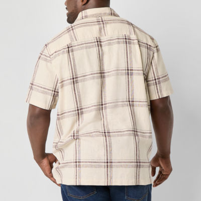 mutual weave Camp Big and Tall Mens Classic Fit Short Sleeve Checked Button-Down Shirt