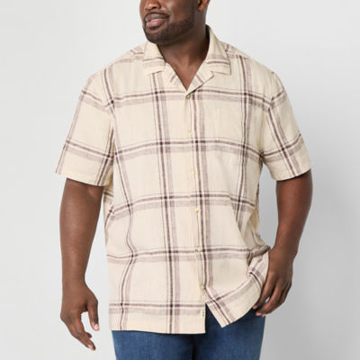 mutual weave Camp Big and Tall Mens Classic Fit Short Sleeve Checked Button-Down Shirt