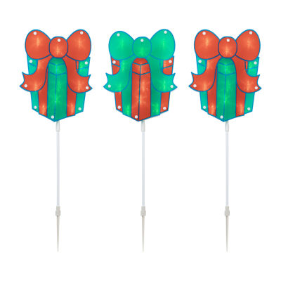 Northlight Prelit  Gift Box Pathway Markers Christmas Yard Art