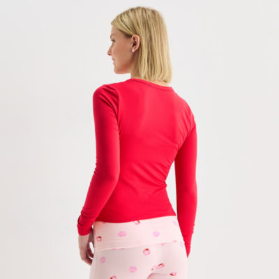 Arizona Body Crew Neck Womens Crew Neck Long Sleeve Juniors Pajama Top