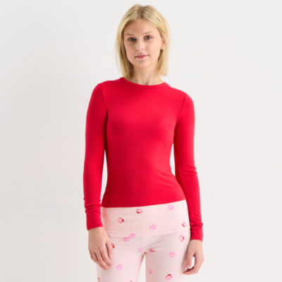 Arizona Body Crew Neck Womens Crew Neck Long Sleeve Juniors Pajama Top