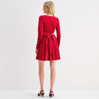 Emerald Sundae Womens Juniors Long Sleeve Fit + Flare Dress