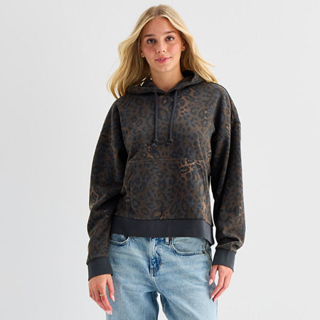 Arizona Womens Long Sleeve Fleece Active Hoodie, Medium, Brown