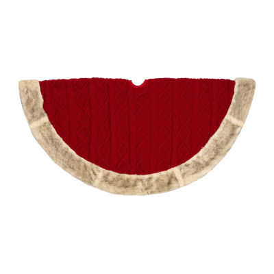 Northlight Cable Knit  Faux Fur Indoor Tree Skirt