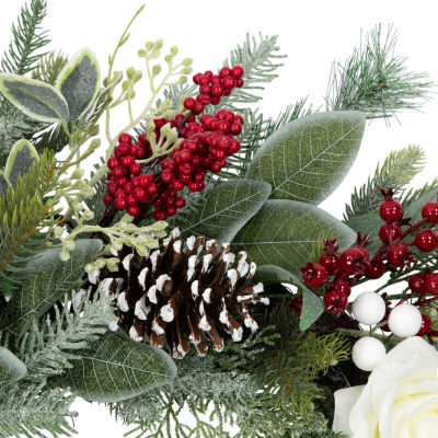 Northlight 30in Floral Unlit Wreath