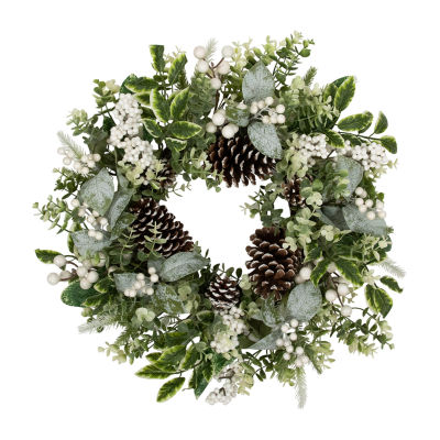 Northlight Frosted Pinecones And Berries Wreath