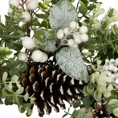 Northlight Frosted Pinecones And Berries Wreath