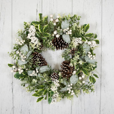 Northlight Frosted Pinecones And Berries Wreath