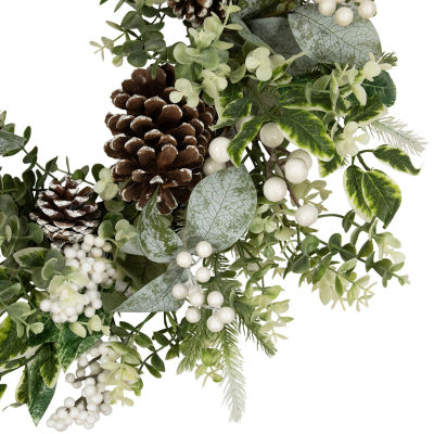 Northlight Frosted Pinecones And Berries Wreath