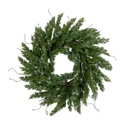 Northlight 24in Iced Cedar Unlit Wreath