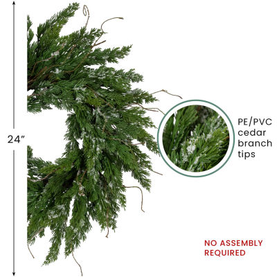 Northlight 24in Iced Cedar Unlit Wreath