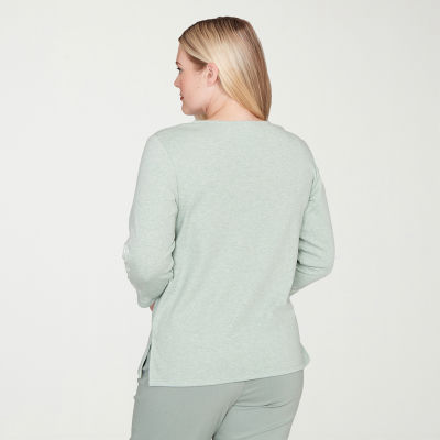 Alfred Dunner Stockbridge Womens Split Crew Neck 3/4 Sleeve T-Shirt