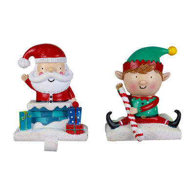 Northlight 5" Santa And Elf Christmas Stocking Holder