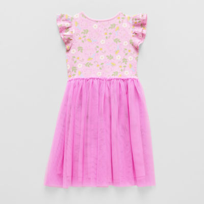 Little & Big Kid Girls Short Sleeve Flutter Gabby's Dollhouse Tutu Dress