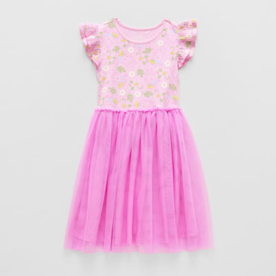 Little & Big Kid Girls Short Sleeve Flutter Gabby's Dollhouse Tutu Dress