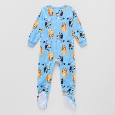 Toddler Boys Bluey Microfleece Hooded Long Sleeve Footed Pajamas