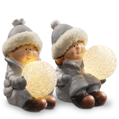 5.5" Lighted Boy & Girl Decor Piece