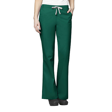 Wink Wonderwork 502 Flare Womens Plus Tall Tag Free Scrub Pants, Medium Tall, Green