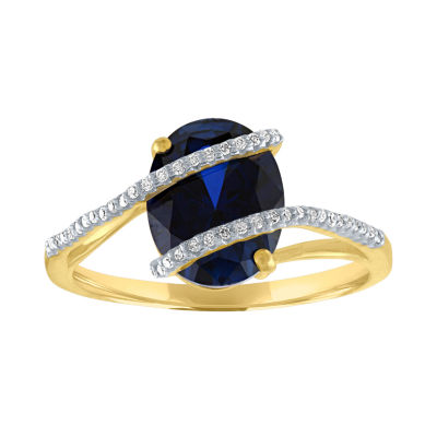 Womens 1/10 CT. T.W. Lab Created Blue Sapphire 10K Gold Cocktail Ring