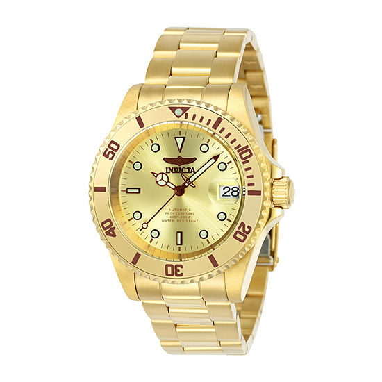 Invicta Pro Diver Mens Automatic Gold Tone Stainless Steel Bracelet Watch 24762