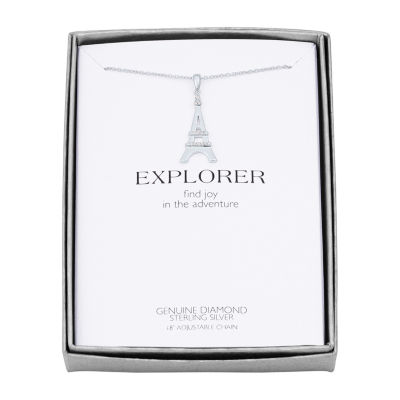Diamond Accent "Explorer" Womens Diamond Accent Natural White Diamond Sterling Silver 18 Inch Pendant Necklace