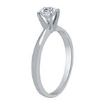 Classic Collection Womens 1/2 CT. T.W. Genuine White Diamond 10K White Gold Round Solitaire Engagement Ring