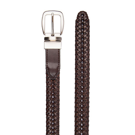 Stafford Braided Mens Reversible Belt, S (30-32), Brown