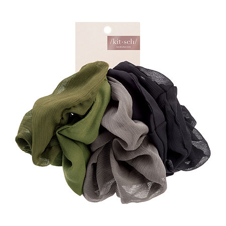 Kitsch Crepe Scrunchies 5pc Terra Cotta, One Size, Green