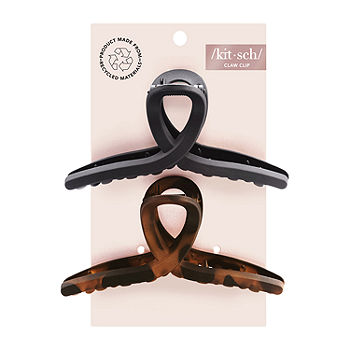 Kitsch Recycled Plastic Large Loop Claw Clips 2pc Hair Clip, Color: Black  Brown - JCPenney