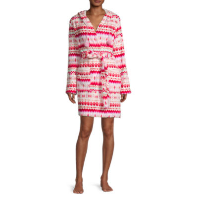 Sleep Chic Womens Long Sleeve Plush Short Robe